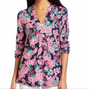 Lilly Pulitzer Womens Joycee Tunic Shirt Cherry Picker Print Size Small